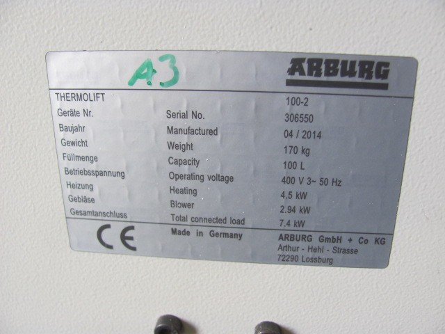  Arburg Trockenlufttrockner Thermolift 100-2 200 Liter mit Förder Bj. 2014, ohne Absperrdüse фото на Industry-Pilot