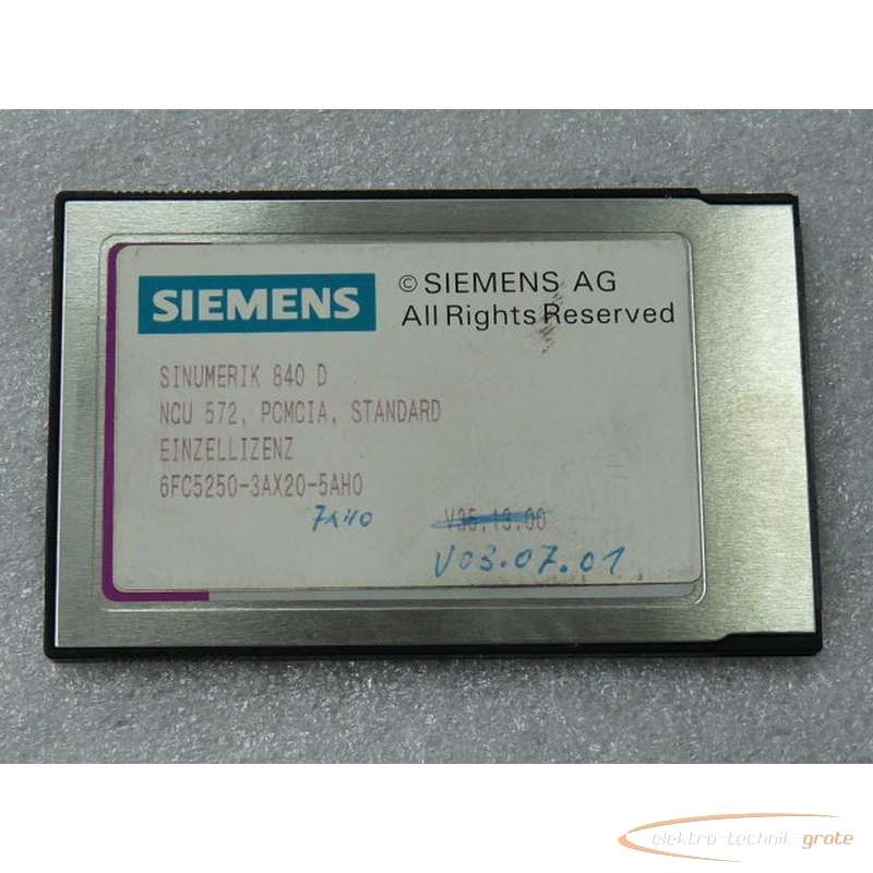 Servomotor Siemens Sinumerik 840 D NCU 572 6FC5250-3AX20-5AH0 Einzellizenz PCMCIA Standard photo on Industry-Pilot