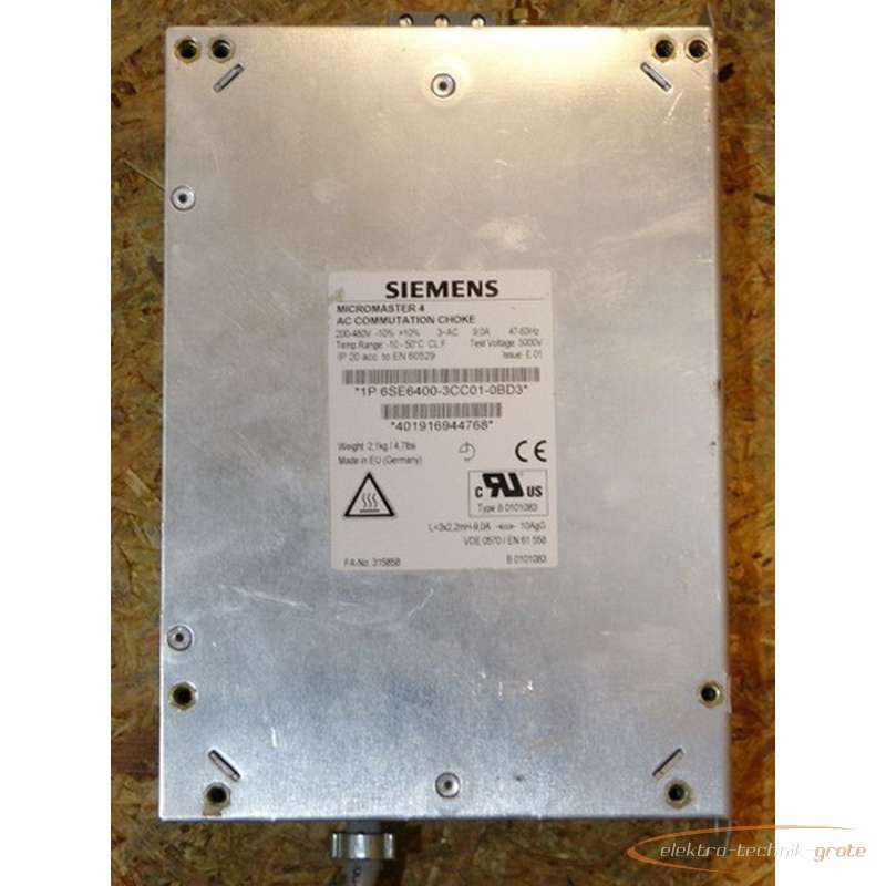 Серводвигатель Siemens 6SE6400-3CC01-0BD3 Kommutierungsdrossel фото на Industry-Pilot