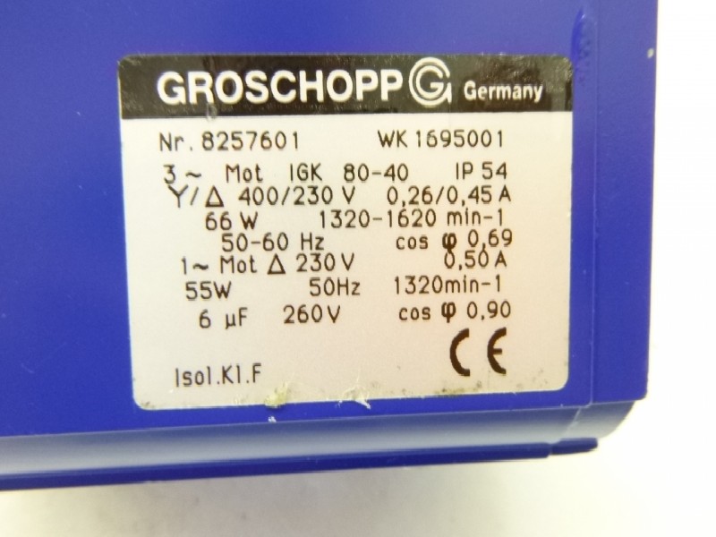 Three-phase servo motor Elektromotor, Drehstrom- Elektromotor GROSCHOPP WK 1695001( WK1695001 ) gebraucht, geptüft ! photo on Industry-Pilot