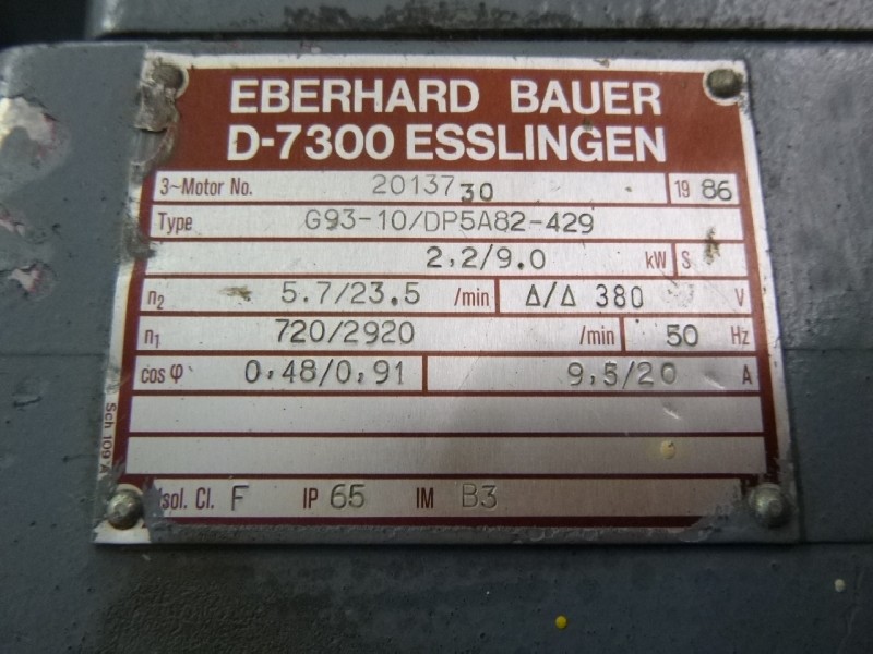 Three-phase servo motor BAUER G93-10/DP5A82-429 Wellendurchmesser: Ø 40 mm Flanschdurchmesser: Ø 300 mm gebraucht, zwei Geschwindigkeiten ! photo on Industry-Pilot