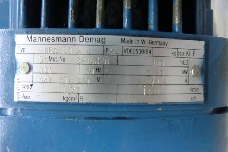 محرك ناقل الحركة MANNESMANN DEMAG Typ: KBA 80 A 4 ( KBA80A4 ) الصورة على Industry-Pilot