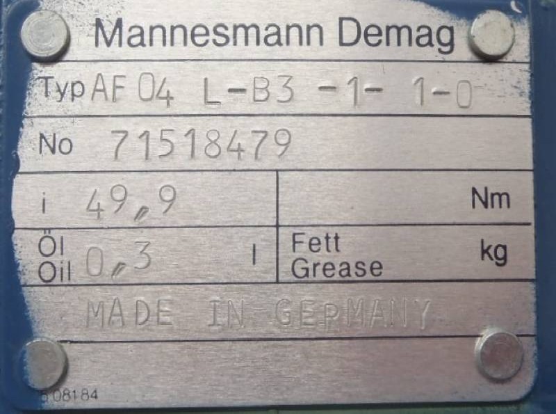 محرك ناقل الحركة MANNESMANN DEMAG Typ: AF04 L-B3-1-1-0 ( AF04L-B3-1-1-0 ) IP54 Neu ! الصورة على Industry-Pilot