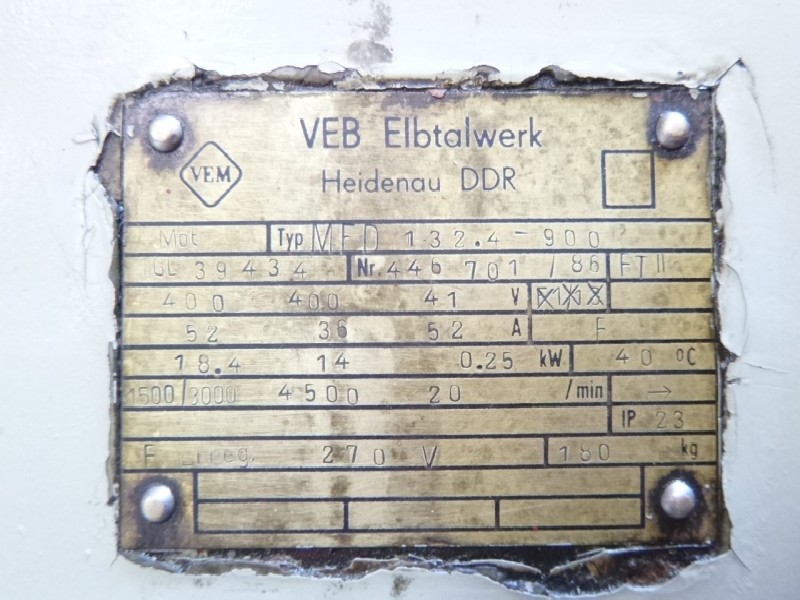 Электродвигатель постоянного тока VEM ELBTALWERK MFD 132.4 - 900 (MFD132.4-900) TGL 39434 (TGL39434) Used! фото на Industry-Pilot