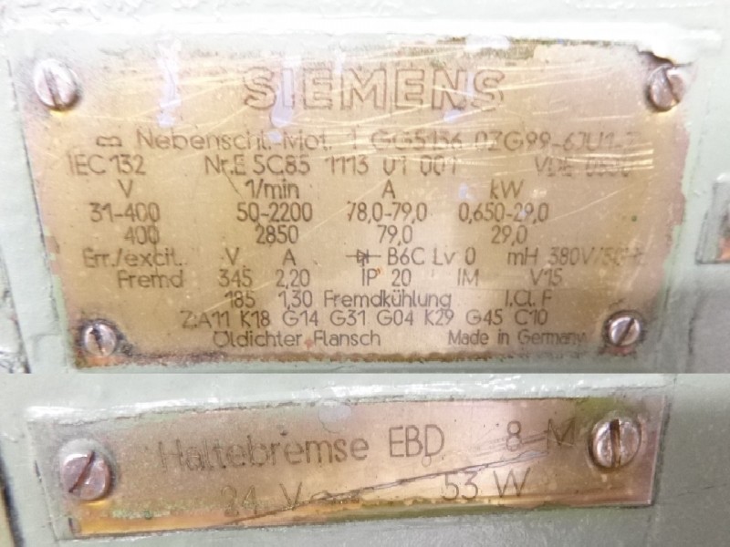 DC motor SIEMENS 1GG5136-0ZG99-6JU1-Z Bremse: EBD 8 M gebraucht ! photo on Industry-Pilot