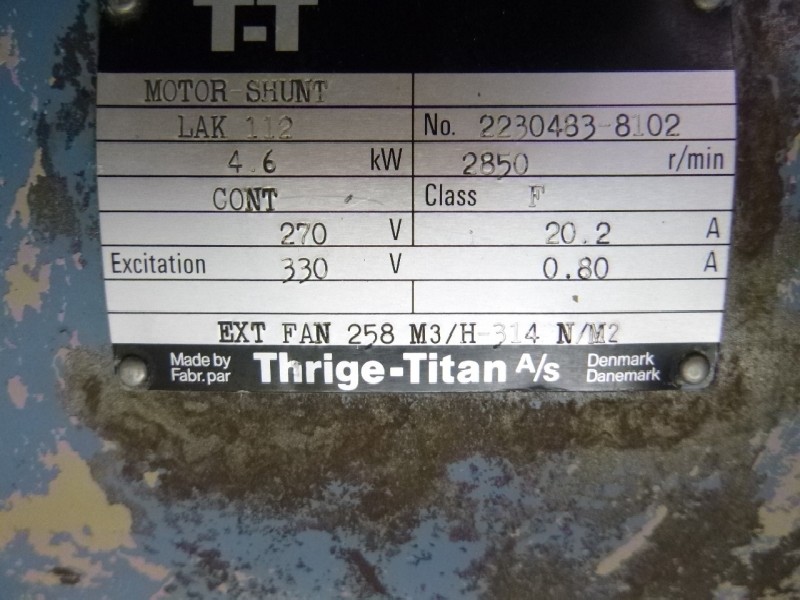 Электродвигатель постоянного тока T-T LAK 112 Fremdlüfter: 258 M3/H-314 N/M2 geprüft gebraucht фото на Industry-Pilot