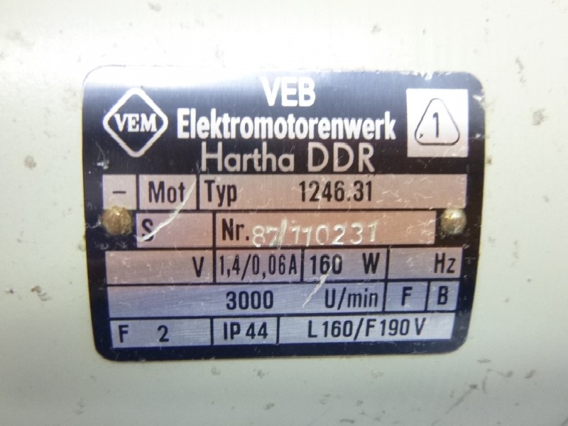 DC motor VEM, ELMO HARTHA Typ 1246.31 Wellendurchmesser: Ø 12  Flanschdurchmesser: Ø 160 Neu photo on Industry-Pilot