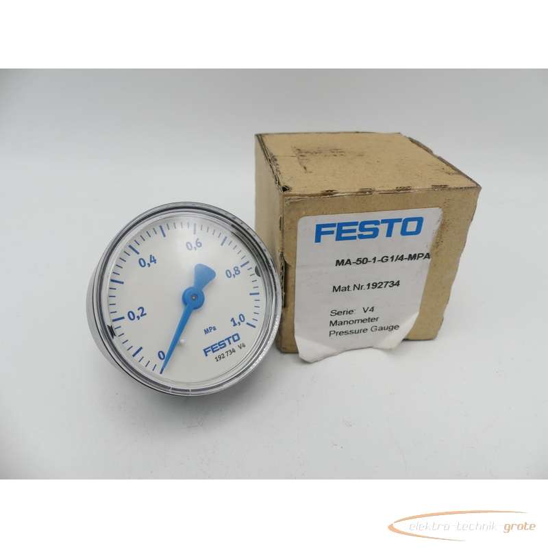 Manometer Festo MA-50-1-G1-4-MPA Mat.Nr. 192734 Serie: V4 ungebraucht!  photo on Industry-Pilot