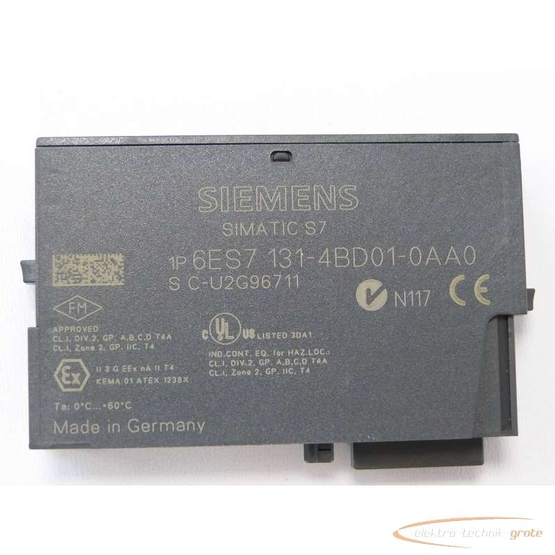 Модуль Siemens 6ES7131-4BD01-0AA0 4DI DC 24V Elektronikmodul S C-U2G96711 фото на Industry-Pilot