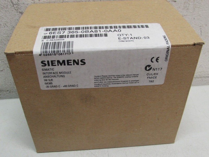 Модуль  Siemens Simatic 6ES7 365-0BA81-0AA0 IM365 S/R Interface Module unused OVP фото на Industry-Pilot