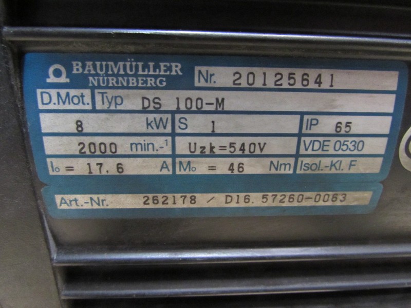 Серводвигатели  Baumüller Servomotor DS 100-M 8kW ArtNr. 262178 / D16. 57260-0063 NEUWERTIG фото на Industry-Pilot