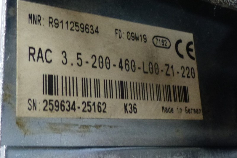 Frequency converter  Indramat AC-Mainspinle Drive Rexroth RAC 3.5-200-460-L00-Z1-220 MNR: R911259634  photo on Industry-Pilot