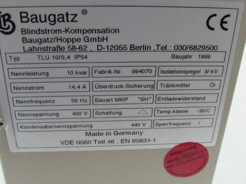 Частотный преобразователь  Baugatz TLU 10/0,4 400V 10 Kvar 14.4A UNUSED UNBENUTZT фото на Industry-Pilot