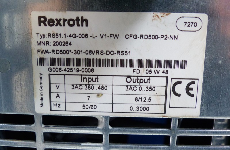 Частотный преобразователь  Rexroth REFU RS51.1-4G-006-L-V1-FW CFG-RD500-P2-NN MNR: 200264 Drive Top Zustand фото на Industry-Pilot