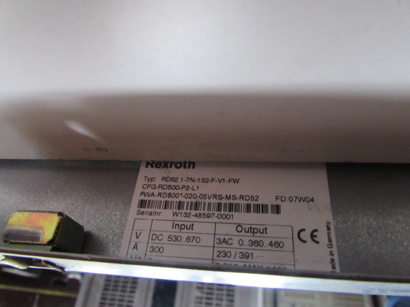 Frequency converter  Rexroth Indramat Refu Drive RD52.1-7N-132-F-V1-FW CFG-RD500-P2-L1 FD:07W04  photo on Industry-Pilot