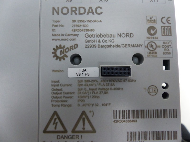 Частотный преобразователь Nordac SK 535E-152-340-A Part.No. 275921500 400V 15kW TESTED Top Zustand фото на Industry-Pilot