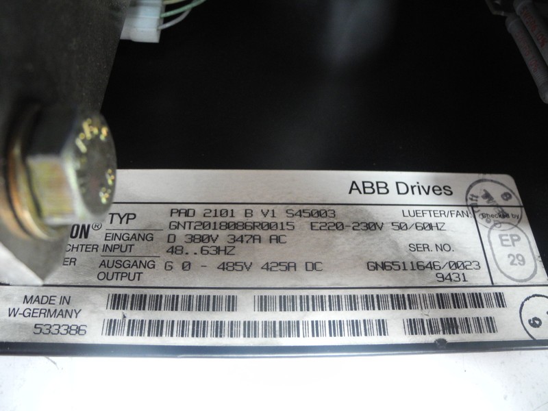 Frequency converter ABB Veritron Stromrichter PAD 2101 B V1 S45003 GNT2018086R0015 425A DC Drive photo on Industry-Pilot