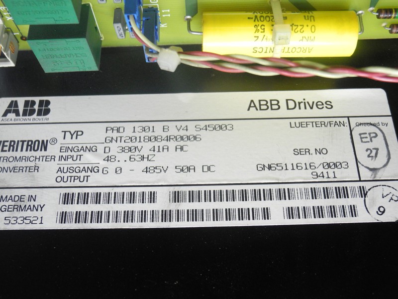 Frequency converter ABB Veritron Stromrichter PAD 1301 B V4 S45003 GNT2018084R0006 400V 50A DC photo on Industry-Pilot
