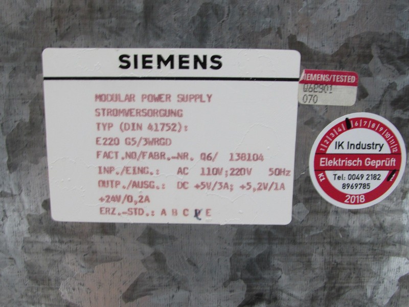 Frequency converter Siemens 6ES5 951-7LB14 Stromversorgung DIN 41752 E220 G5/3WRGD Top Zustand photo on Industry-Pilot