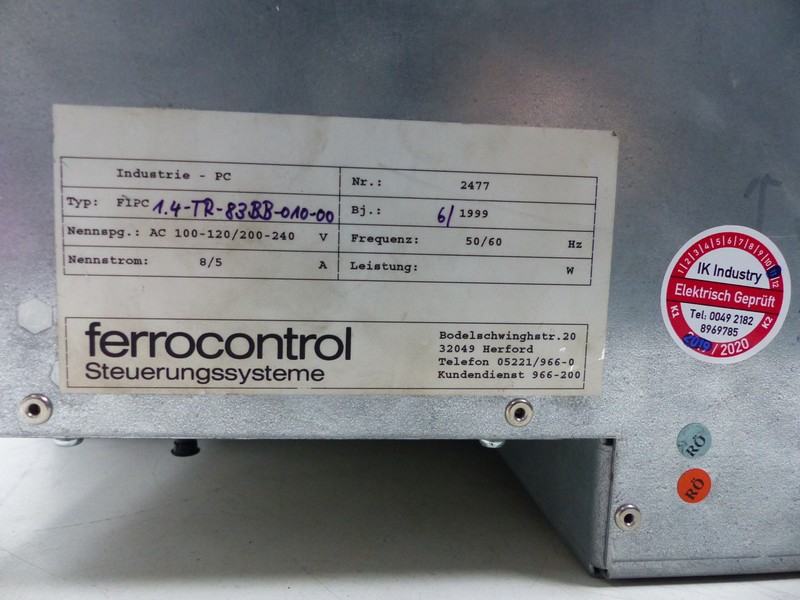 Панель управления Ferrocontrol Industrie PC FIPC 1.4-TR-83BB-010-00 240V TESTED Top Zustand фото на Industry-Pilot