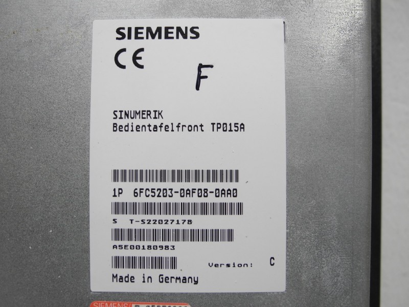 Control panel Siemens Sinumerik TP015A Panel Series P9 6FC5203-0AF08-0AA0 Version C photo on Industry-Pilot