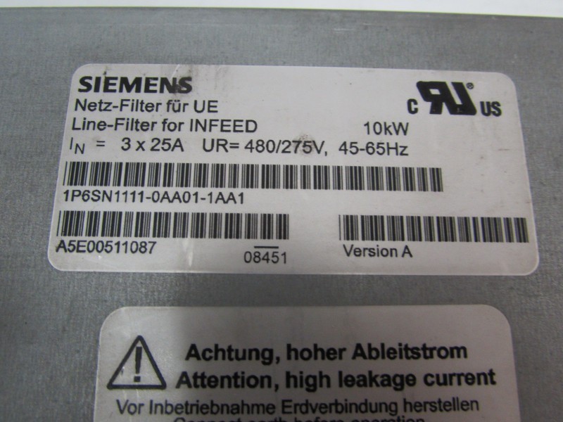 Convertisseur de fréquence Siemens Simodrive 6SN1111-0AA01-1AA1 Netzfilter 10kW 3x25A Gebraucht Images sur Industry-Pilot