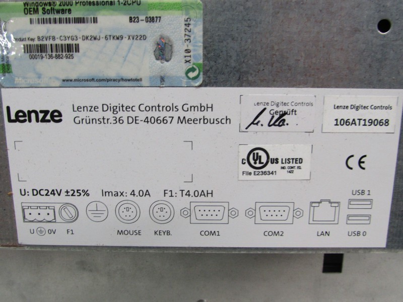 Панель управления Lenze Panel PC Digitec controls 103AT19068 F1: T4.0AH Top Zustand фото на Industry-Pilot