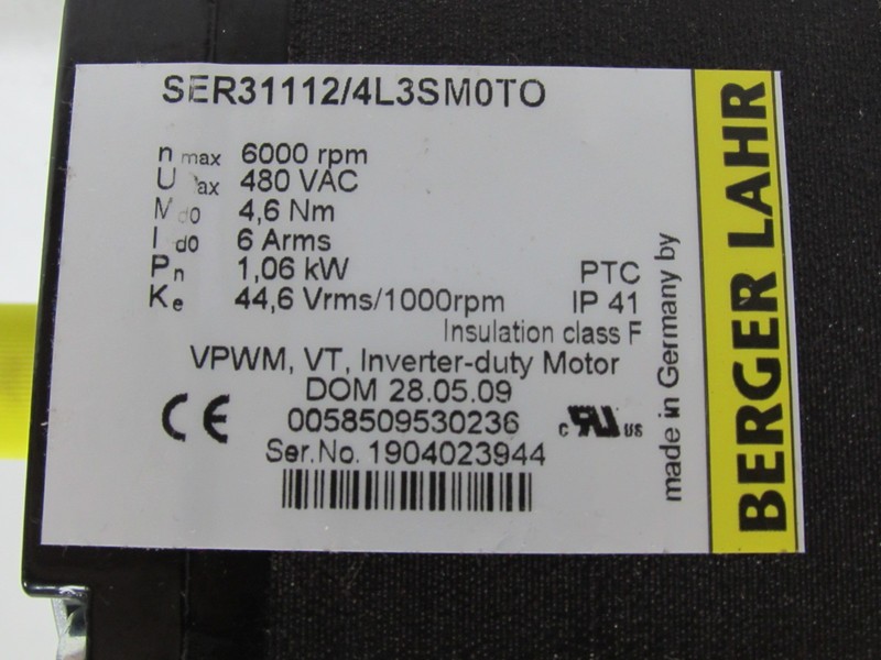 Серводвигатели Berger Lahr Servomotor SER31112/4L3SM0TO 6000rpm 1,06kW unused фото на Industry-Pilot