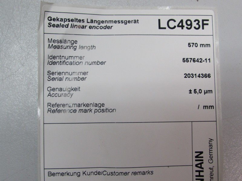 Сенсор Heidenhain Maßstab LC493F 570mm 5,0 Mikrometer Id.Nr. 557642-11 OVP фото на Industry-Pilot