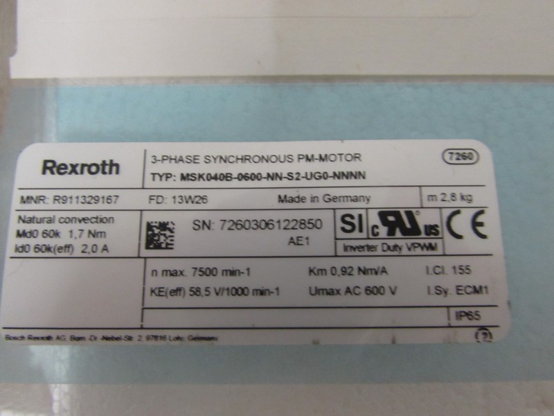 Servo motor Rexroth PM Motor MSK040B-0600-NN-S2-UG0-NNNN Servomotor unbenutzt photo on Industry-Pilot