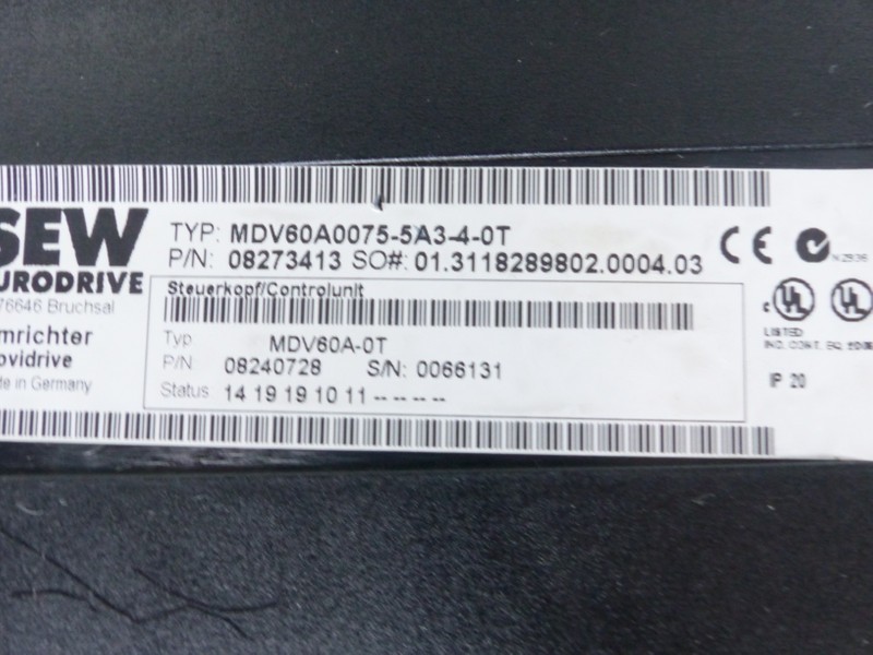 Frequency converter SEW MDV60A0075-5A3-4-0T MDV60A0075-5A3-4-00 + DFI Interbus + DIP + MDV TESTED photo on Industry-Pilot