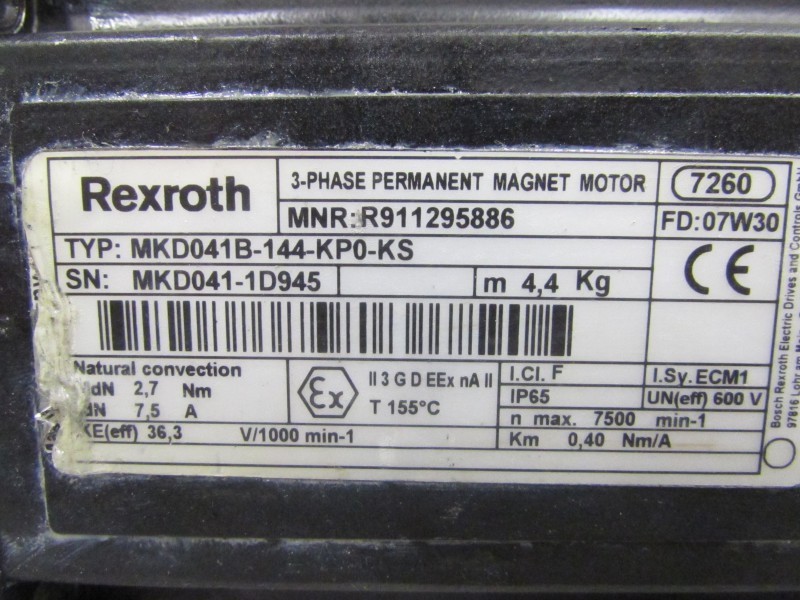 Servo motor Indramat Rexroth Servomotor MKD041B-144-KP0-KS Top Zustand photo on Industry-Pilot