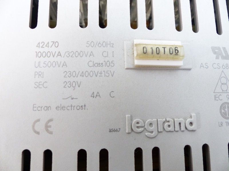 Частотный преобразователь Legrand 42470 424-70 trafo In 230/400 V Out 230 V 1000VA TESTED Top Zustand фото на Industry-Pilot