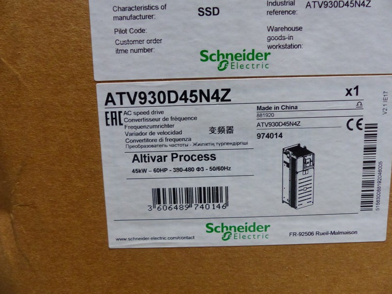 Частотный преобразователь Schneider Electric Altivar 930 ATV930D45N4Z 45kW 400V AC Speed Drive UNUSED OVP фото на Industry-Pilot