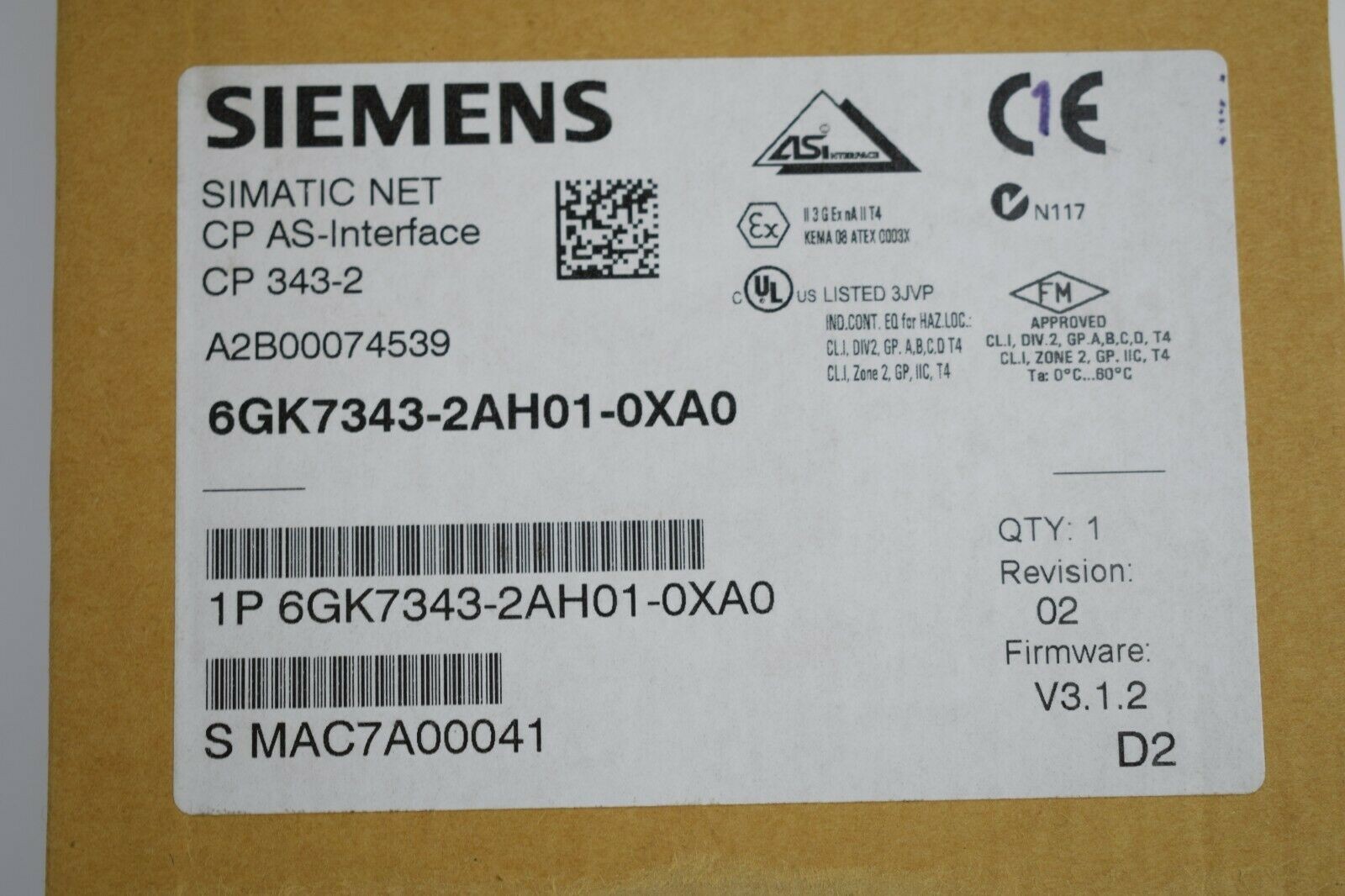 Интерфейс Siemens simatic NET CP AS-Interface 6GK7 343-2AH01-0XA0 ( 6GK7343-2AH01-0XA0 ) фото на Industry-Pilot