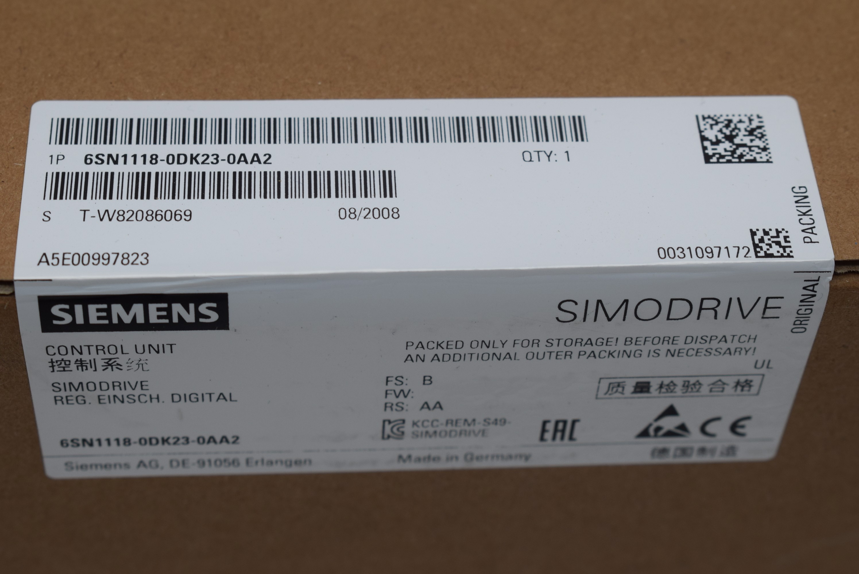 Плата управления Siemens simodrive control unit 6SN1118-0DK23-0AA2 ( 6SN1 118-0DK23-0AA2 ) FS:B фото на Industry-Pilot