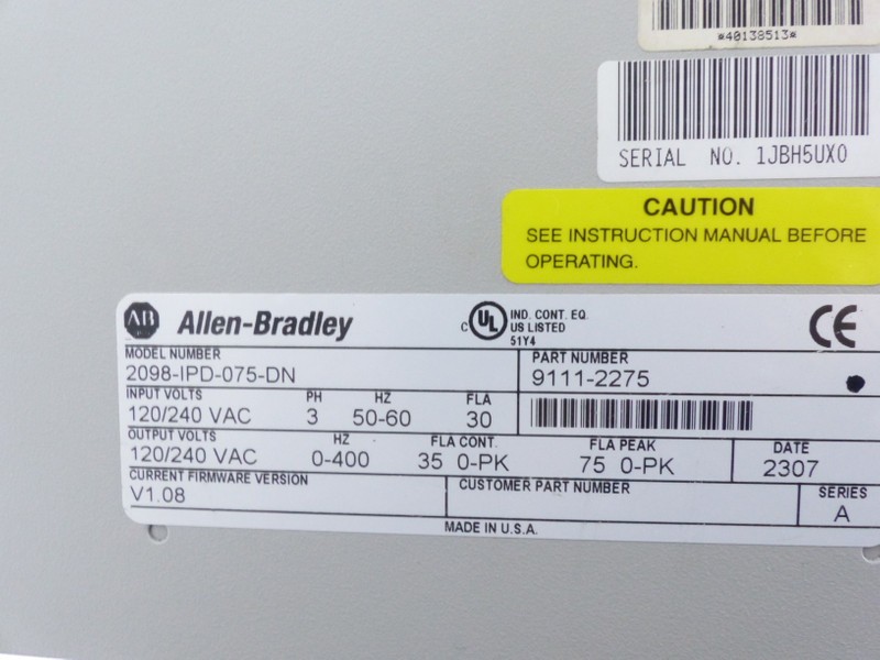 Модуль Allen-Bradley Ultra 5000 2098-IPD-075-DN 9111-2275 Servo Drive + DeviceNET Modul фото на Industry-Pilot