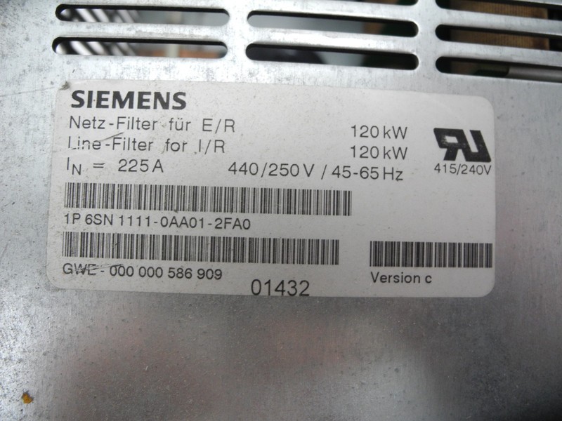 Convertisseur de fréquence Siemens Netz-Filter für E/R 120kW 6SN1111-0AA01-1BA0 Version C Top Zustand Images sur Industry-Pilot