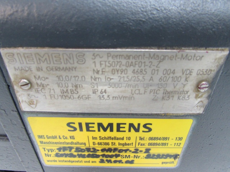 Servo motor Siemens Servomotor 1FT5072-0AC01-2-Z 3000/min Neuwertig refurbished photo on Industry-Pilot