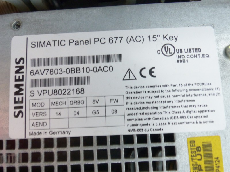 Bedienpanel Siemens Simatic Panel PC 677 15"Key 6AV7803-0BB10-0AC0 Top Zustand Bilder auf Industry-Pilot