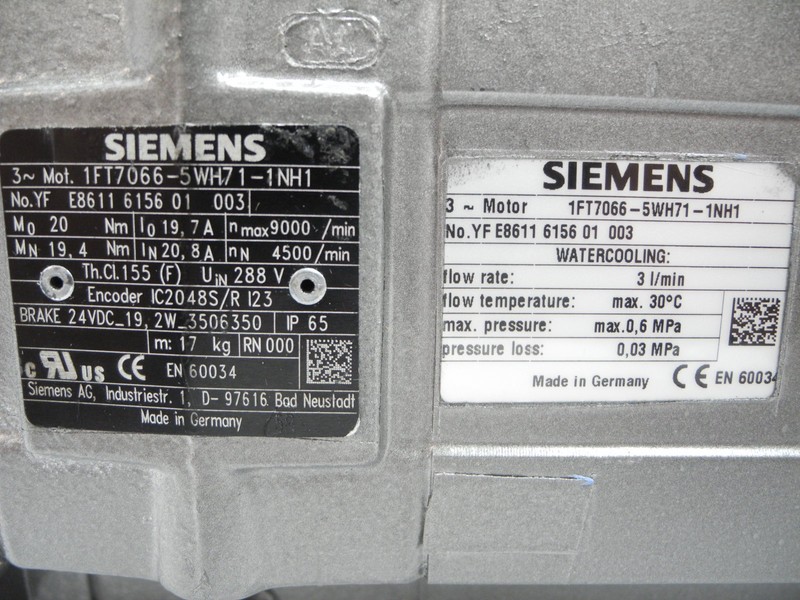  Siemens Servo Motor 1FT7066-5WH71-1NH1 20,8A Nmax 9000/min neuwertig الصورة على Industry-Pilot