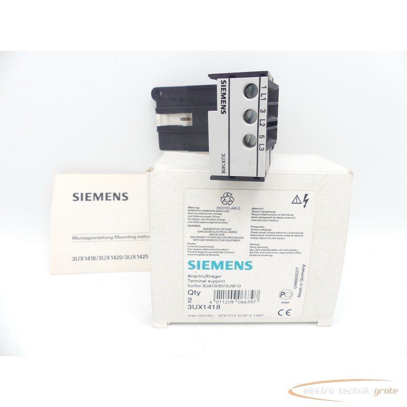 Servomotor Siemens 3UX1418 Anschlussträger VPE = 2 Stk. ungebraucht! photo on Industry-Pilot