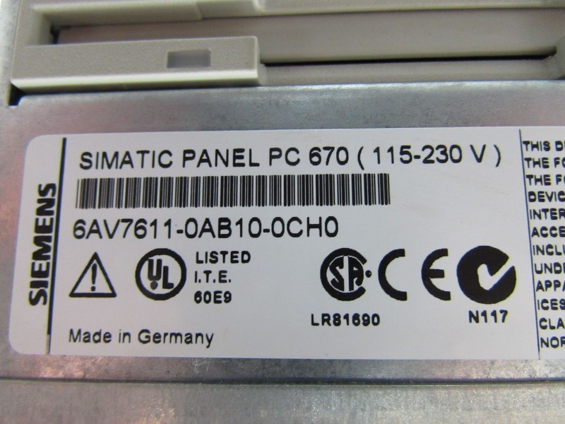 Servomotor Siemens Simatic Panel PC 670 6AV7611-0AB10-0CH0 Panelsystem Unbenutzt OVP photo on Industry-Pilot