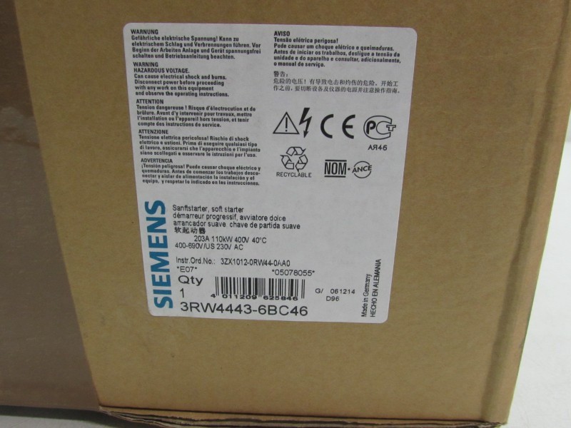  Siemens AC Semiconductor Sanft Motor Starter 3RW4443-6BC46 Unbenutzt OVP фото на Industry-Pilot