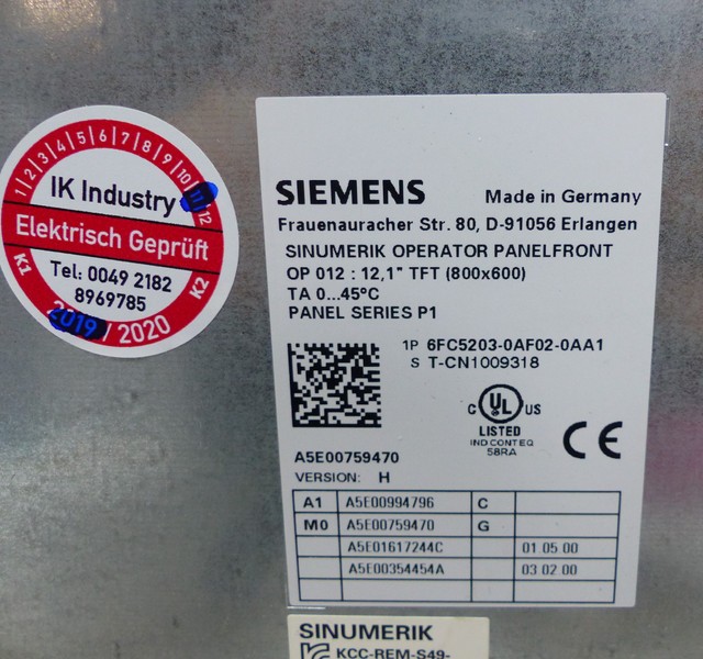  Siemens Sinumerik Operator Panelfront OP012 6FC5203-0AF02-0AA1 Ver.H NEUWERTIG photo on Industry-Pilot