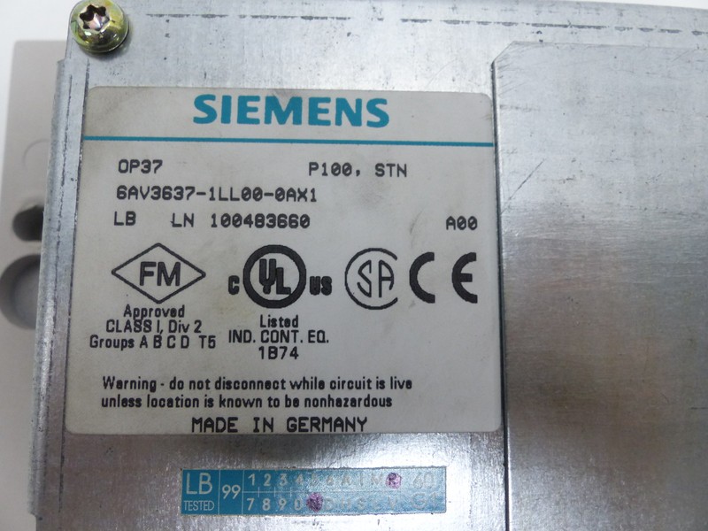  Siemens OP37 6AV3637-1LL00-0AX1 6AV3 637-1LL00-0AX1 TESTED Refurbished фото на Industry-Pilot