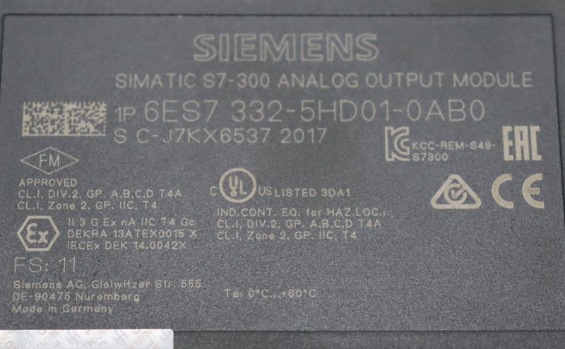  Siemens 6ES7332-5HD01-0AB0 6ES7 332-5HD01-0AB0 AO 4X12BIT E-St.: 11 NEUWERTIG photo on Industry-Pilot