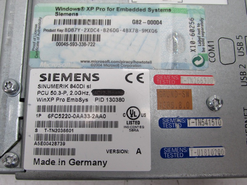  Siemens Sinumerik 840Di sl 6FC5220-0AA33-2AA0 Ver.A PCU50.3-P Tested Top Zustand фото на Industry-Pilot