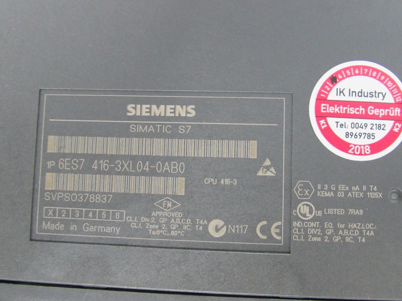  Siemens 6ES7416-3XL04-0AB0  6ES7 416-3XL04-0AB0 E-St. 01 V4.1.1 Top Zustand фото на Industry-Pilot