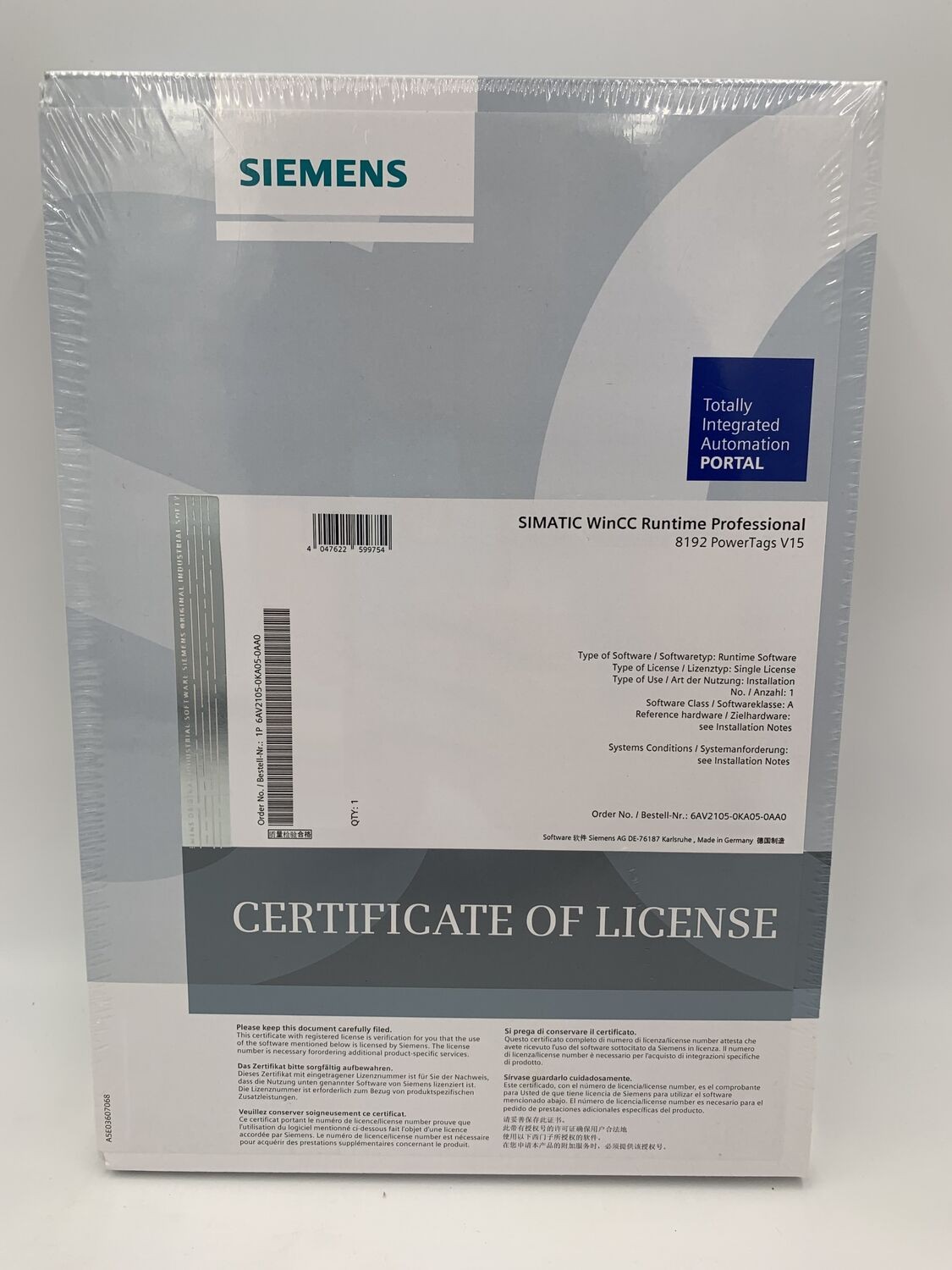  Siemens 6AV2105-0KA05-0AA0 SIMATIC WinCC RT Professional 8192 PowerTags V15.1 الصورة على Industry-Pilot